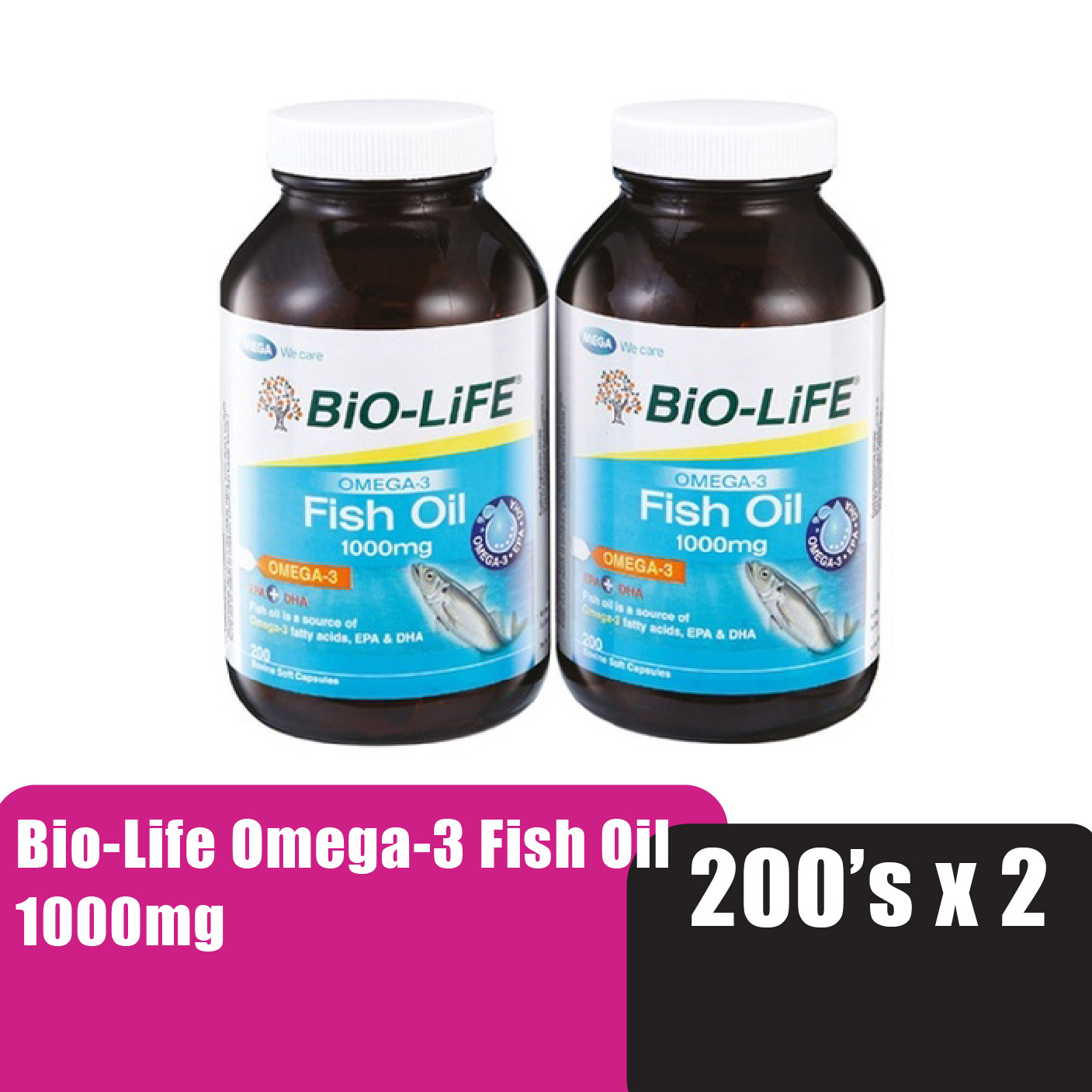 BIO-LIFE OMEGA-3 FISH OIL 1000MG 200'S X 2