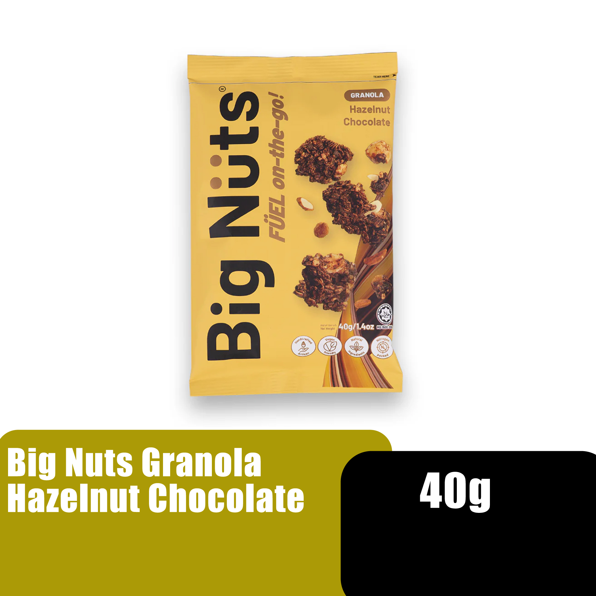 BIG NUTS GRANOLA HAZELNUT CHOCOLATE 40G