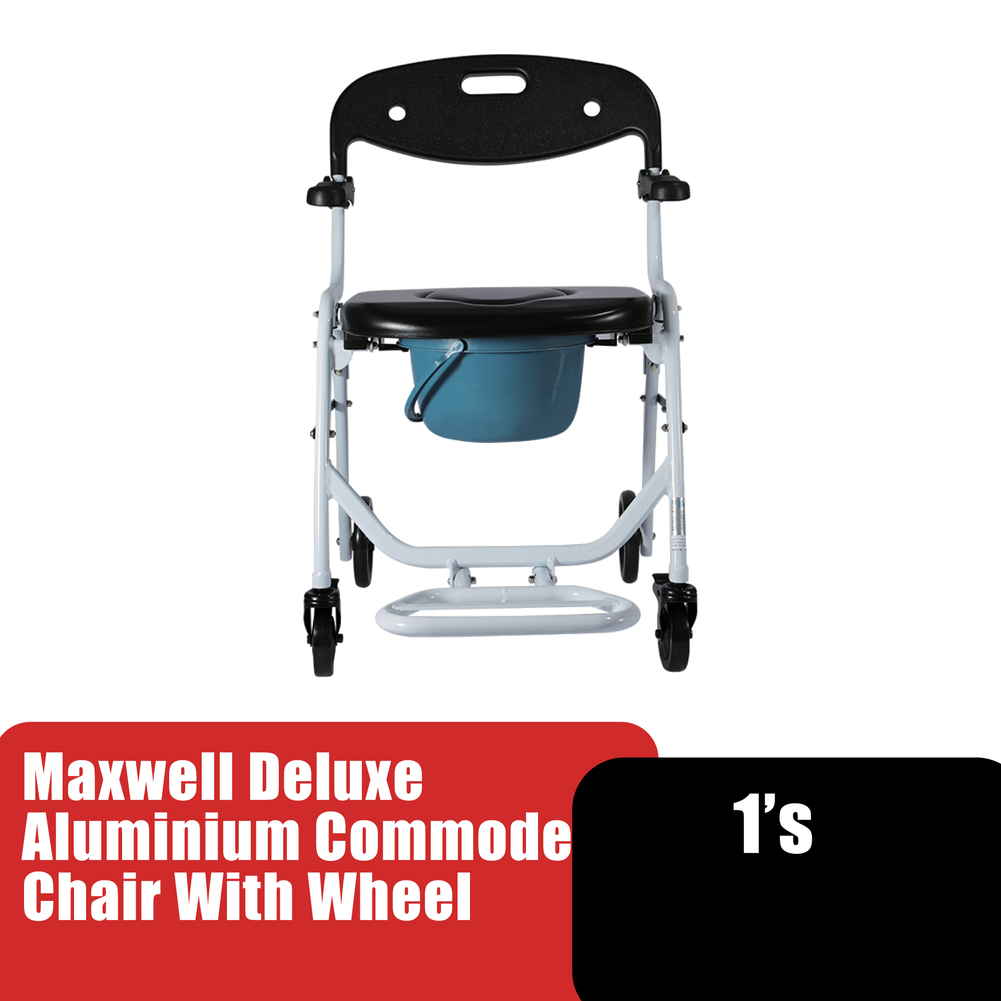 MAXWELL Deluxe Aluminium Commode Chair Without Wheel/Kerusi Roda Tandas/Tongkat Kerusi/Tongkat 4 Kaki Pharmacy