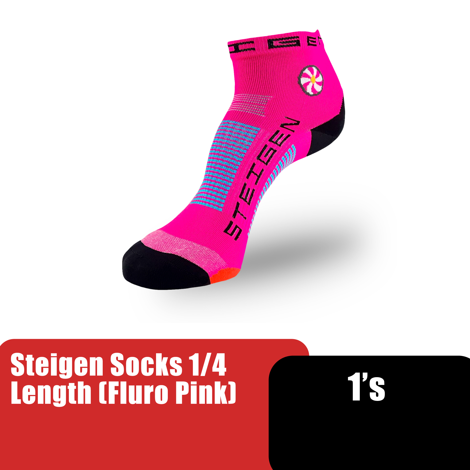 Steigen Zero Length Socks, Running Socks, Sport Socks as Free Size Stocking (Stoking) (运动袜子) - Fluro Pink