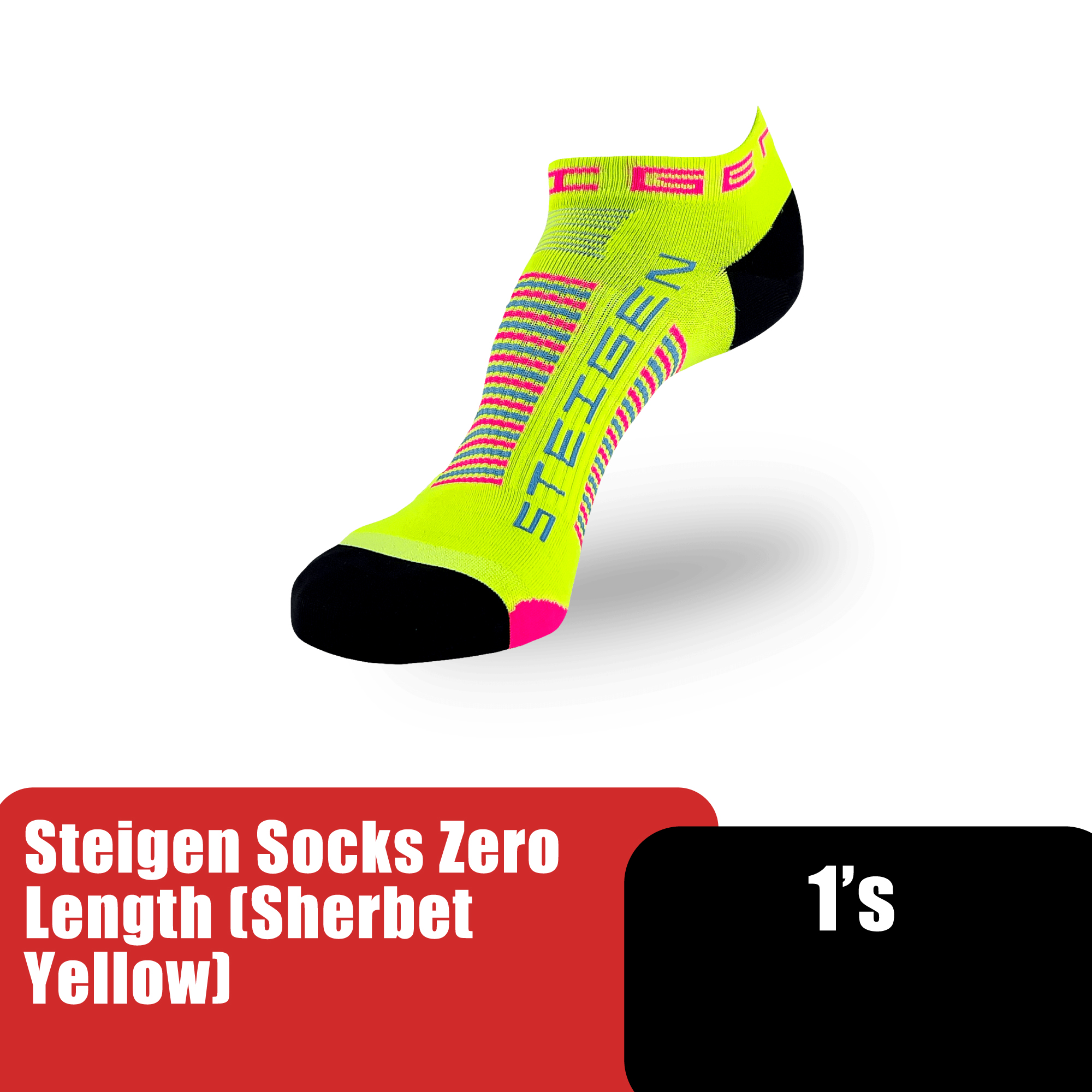 STEIGEN Zero Length Socks, Running Socks, Sport Socks as Free Size Stocking (Stoking) (运动袜子) - Sherbet Yellow