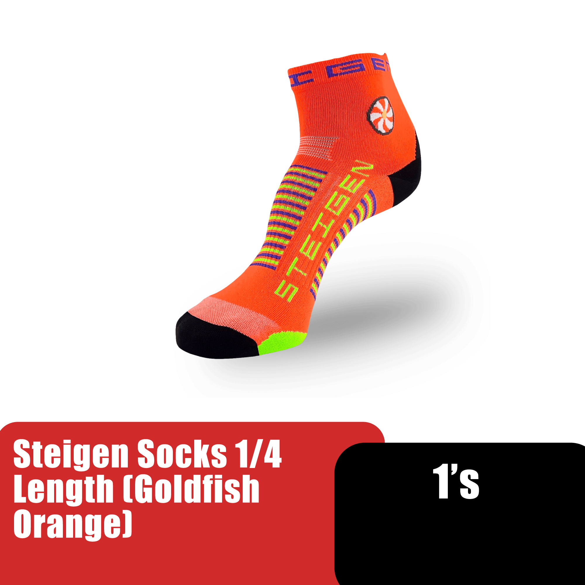 Steigen 14 Length Socks, Running Socks, Sport Socks as Free Size Stocking (Stoking) (运动袜子) - Goldfish Orange