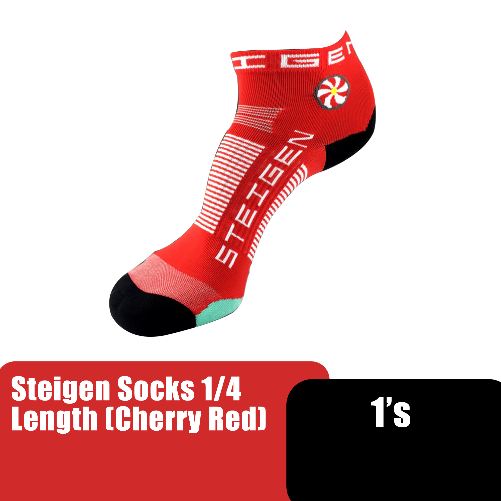 STEIGEN 1/4 Length Socks, Running Socks, Sport Socks as Free Size Stocking (Stoking) (运动袜子) - Cherry Red