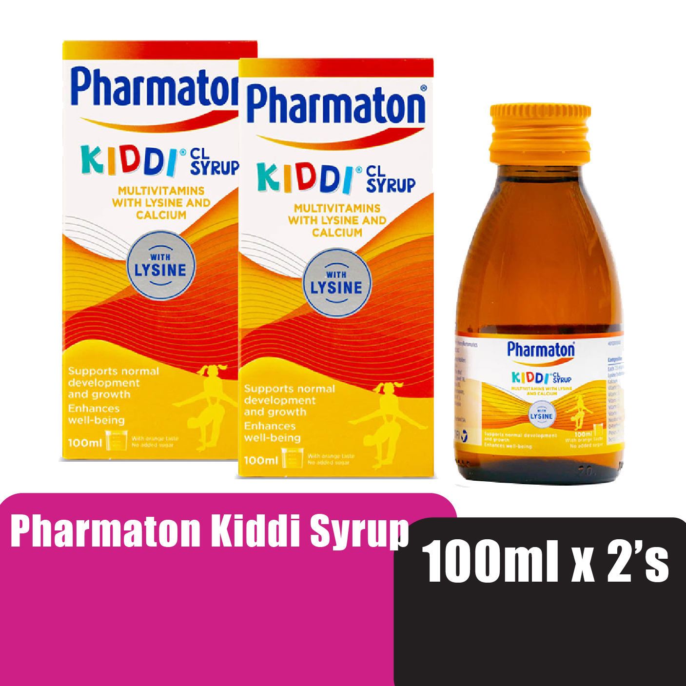 PHARMATON Kiddi Multivitamin and Minerals Syrup For Kids 100ml X 2 - Enhance Kids / Children Appetite