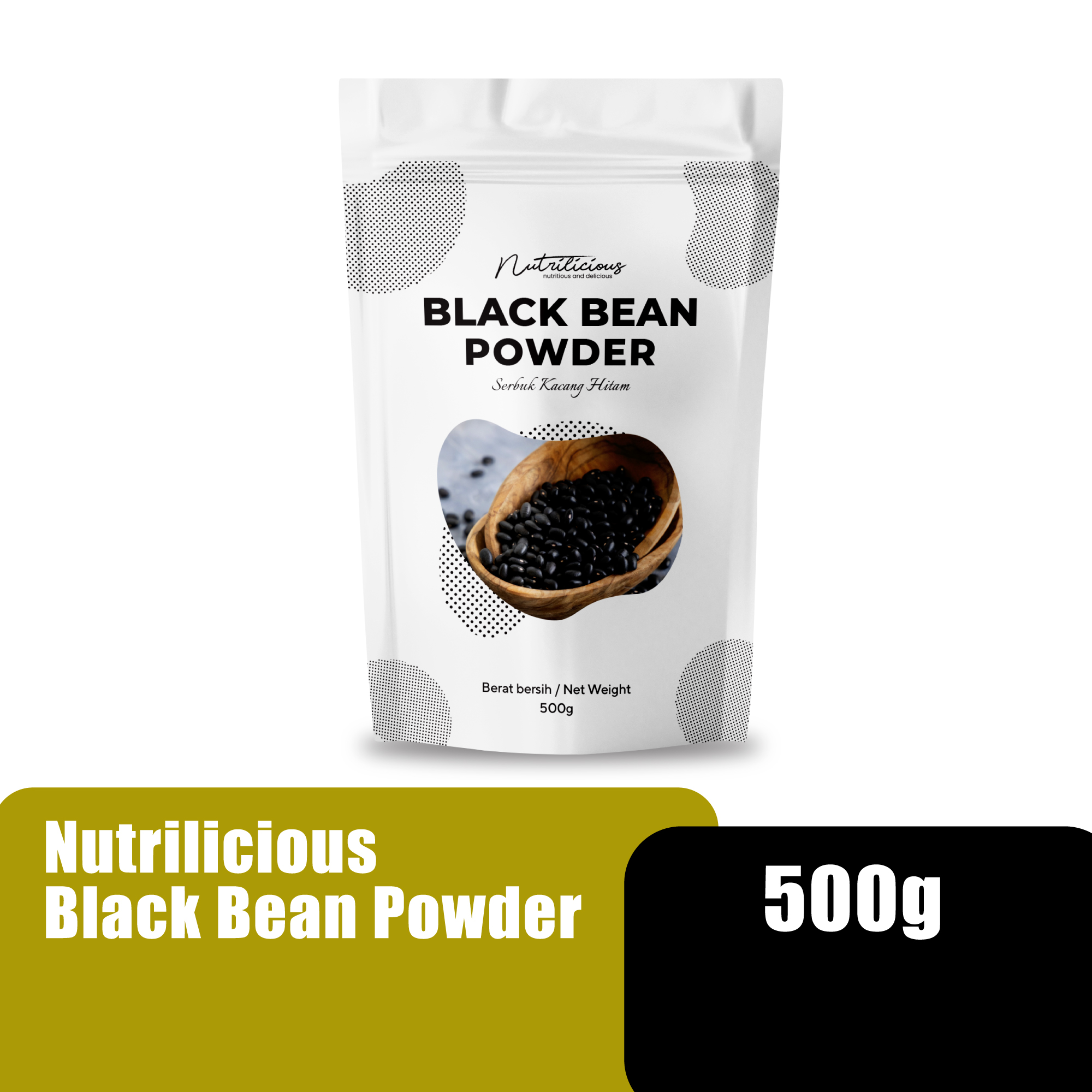 NUTRILICIOUS Black Soy Milk Powder Serbuk Susu Soya Hitam 500g (Beneficial for Heart/Antioxidant) (黄豆粉/豆浆粉)