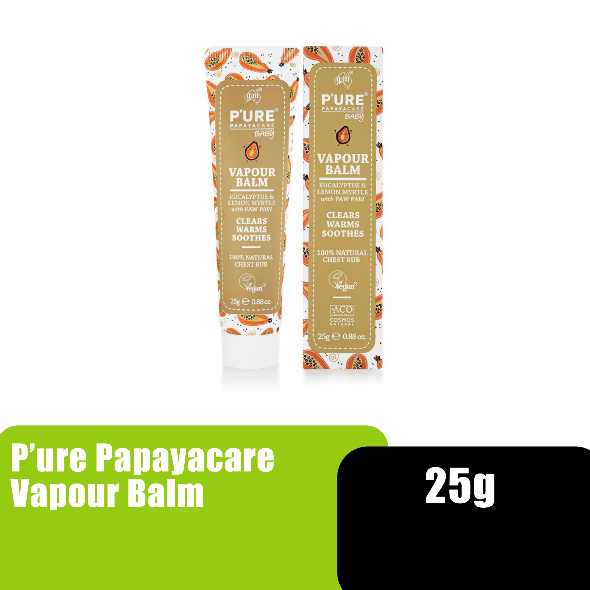 Pure Papaya Baby Balm, Baby Vapour Balm, Balm Bayi, Bebi Selsema, Kepurluan Bayi (婴儿) - 25g