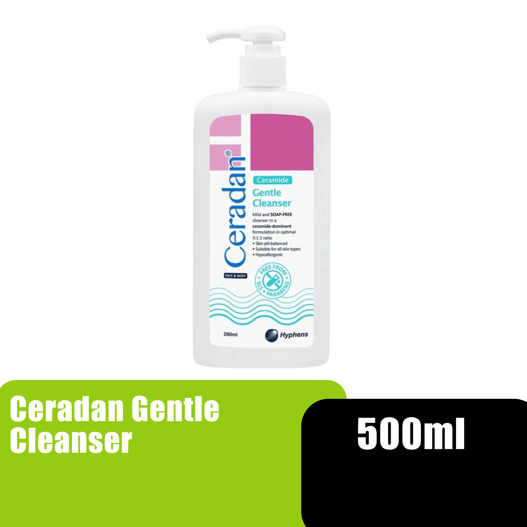 Ceradan Hypoallergenic Sensitive Skin Cleanser, Facial Cleanser, Body Cleanser (洗臉霜) - 500ml