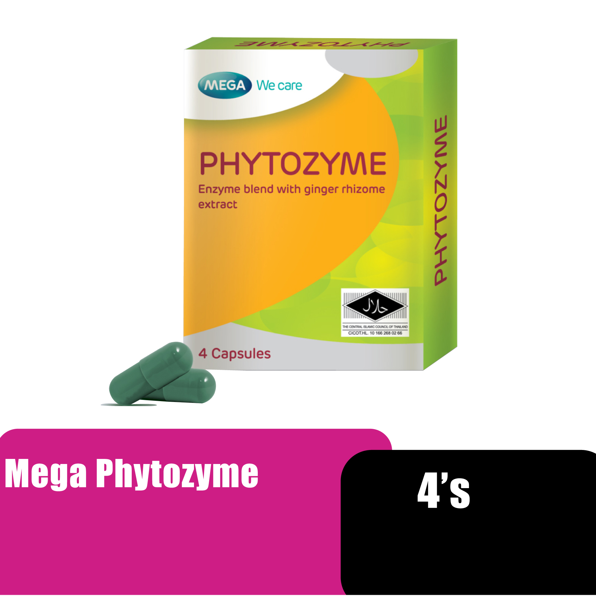 MEGA Phytozyme Indigestion Vege Capsules, Digestion Ginger Drink From Ginger Extract, Minuman Perut Buncit 4's - 帮助消化保健品