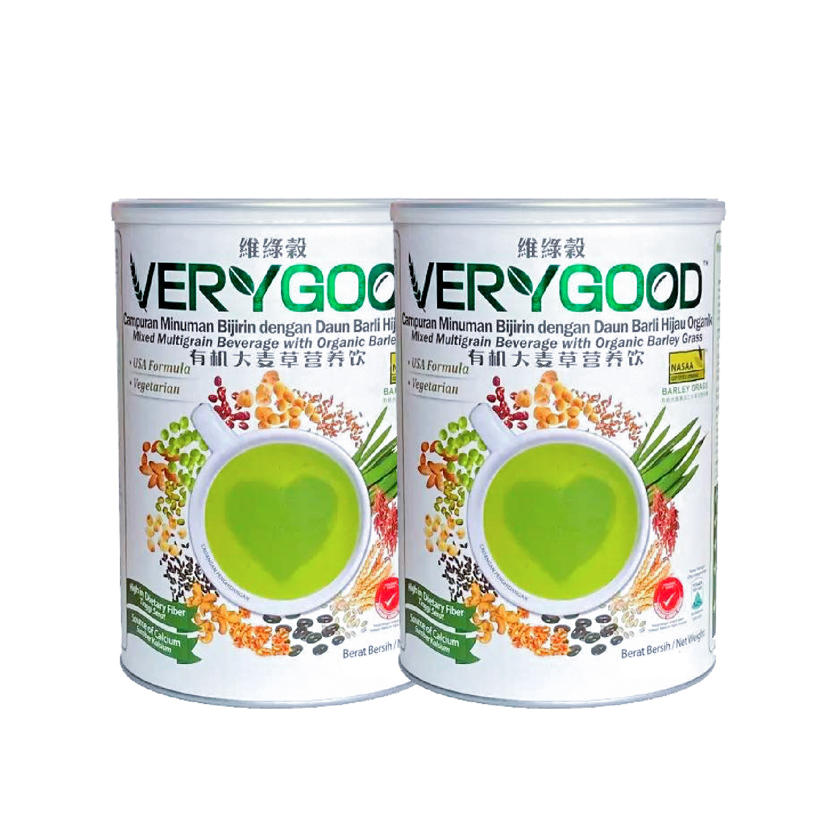 VERYGOOD Natural Grain 500g X 2's Multigrain Drink with Organic Barley Grass, Bijirin, 谷粮, 代餐谷粮