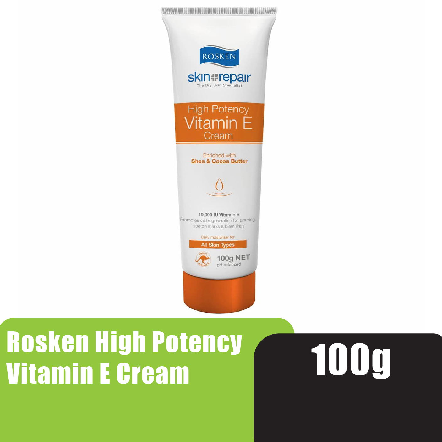 ROSKEN High Potency Vitamin E Dry Skin Hand Cream 100g 皮膚 敏感 止癢护手霜 sensitive skin lotion Kulit Kering Krim tangan