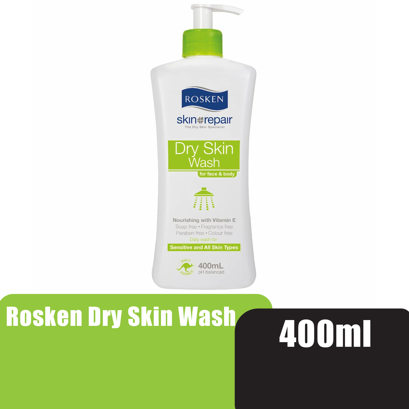 ROSKEN Dry & Sensitive Skin Face & Body hydrating moisturizer Wash 400ml 沐浴露