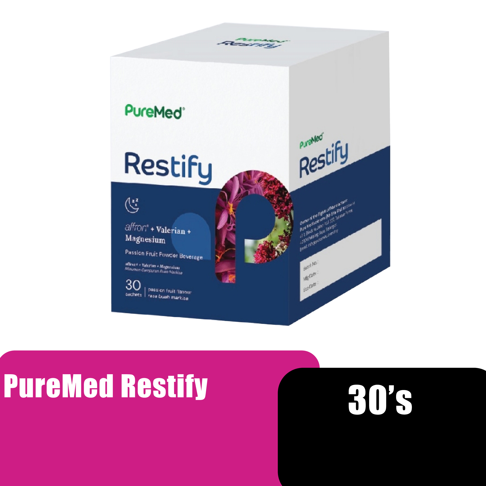 PureMed Restify Capsule, Sleeping Aid Supplement, Sleep Supplement, Tidur Lena, 安眠药, 睡觉 - 30's
