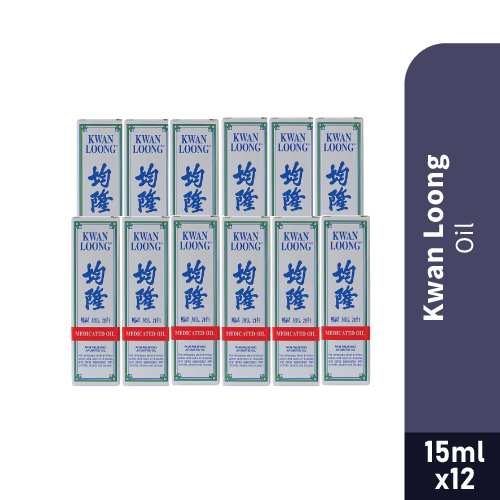 KWAN LOONG Medicated Oil 15ml x 12 - Pain Relieving Oil, Minyak Angin 风油 / 驱风油 / 風濕 油
