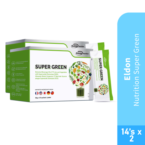 Eldon Nutrition Super Green Anti-Inflammatory, Antioxidant, BP Blood Pressure Supplement, Suplement Tekan Darah 14's x 2