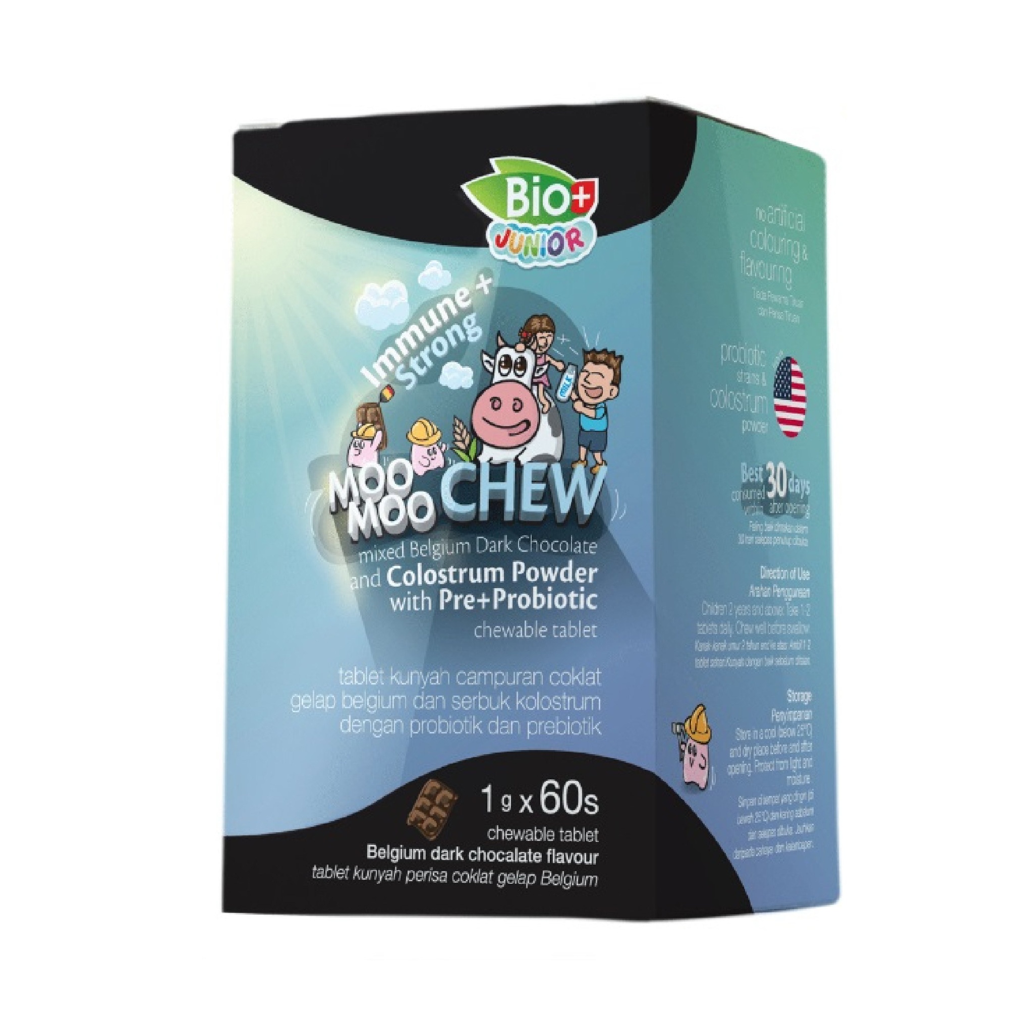 BIO+ Junior Moo Moo Chew Colostrum Chewable Tablet 60's immune booster kids probiotic prebiotic supplement 牛初乳 vitamin b