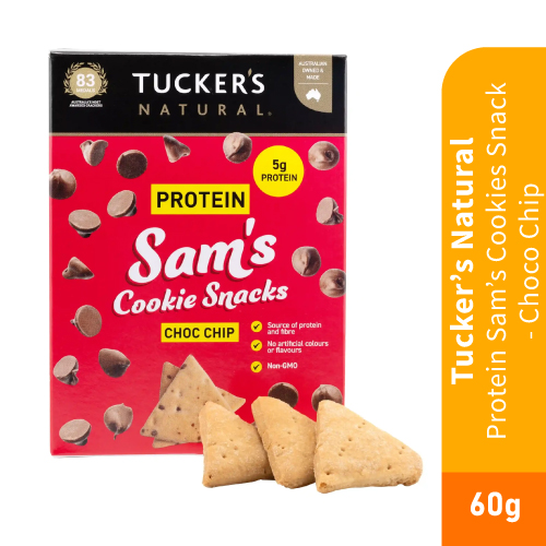 TUCKER'S Natural Protein Cookies Biscuit (60g) - Choco Chip [Healthy Snack/Biskut Protein Snack like Protein Bar/饼干/葡萄饼干