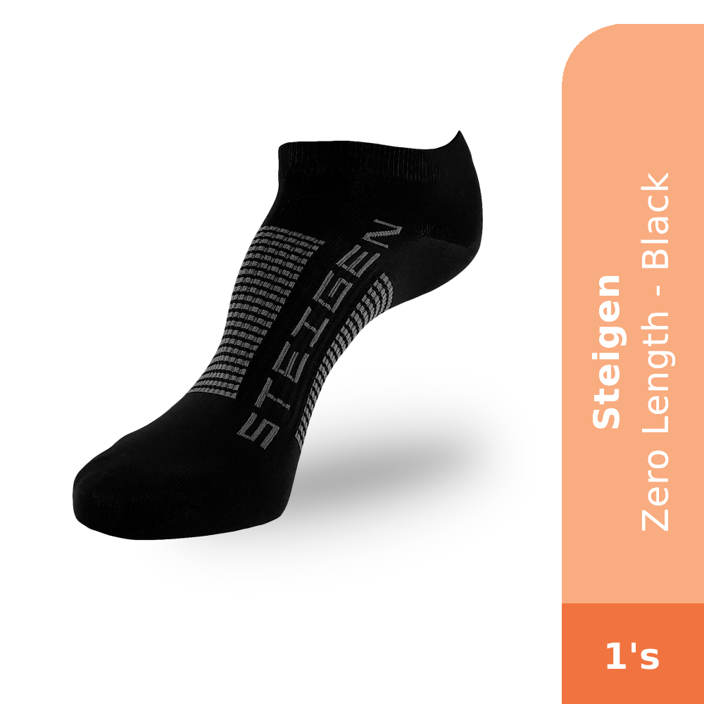 STEIGEN Zero Length Socks, Running Socks, Sport Socks as Free Size Stocking (Stoking) (运动袜子) - Black