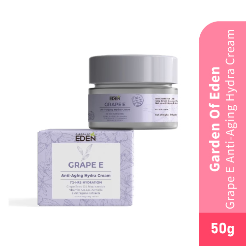 GARDEN OF CREAM Grape E Anti Aging Hydra Cream 50g with Niacinamide,Vitamin E, Vitamin E Cream, Wrinkle Cream