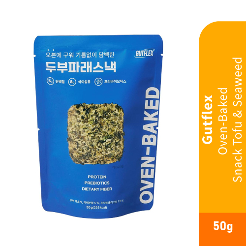 GUTFLEX Oven Baked Snacks Tofu & Seaweed 50g with Prebiotic, Protein, Korean Snack, Healthy Snack, Keropok