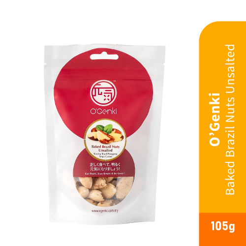 O'GENKI Baked Brazil Nuts 105g Unsalted with Nut, Kacang, Nuts, Kekacang for Snack, Keropok, 零食