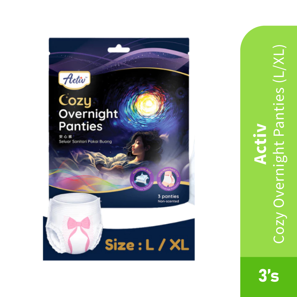 ACTIV Cozy Overnight Panties L/XL with 3's- Personal Care, Panties, Feminine Care