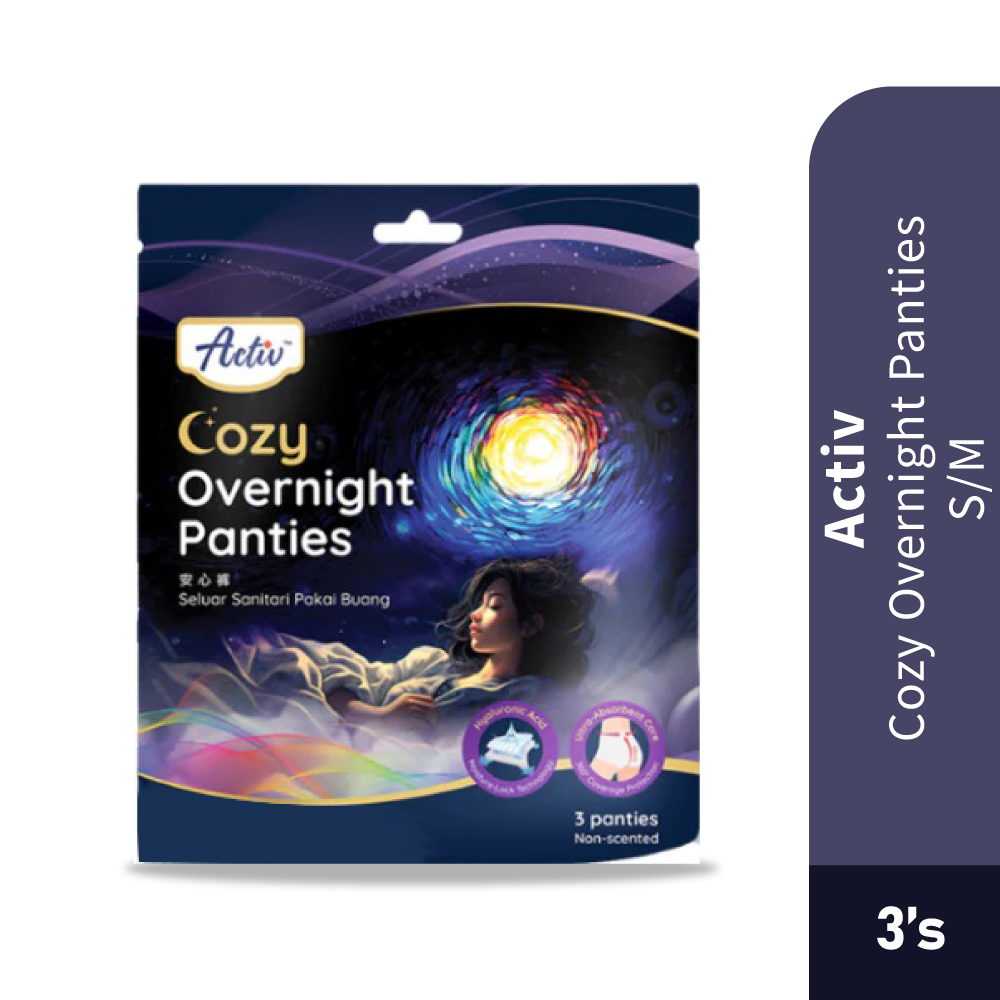 ACTIV Cozy Overnight Panties S/M with 3's-Personal Care, Panties, Feminine Care