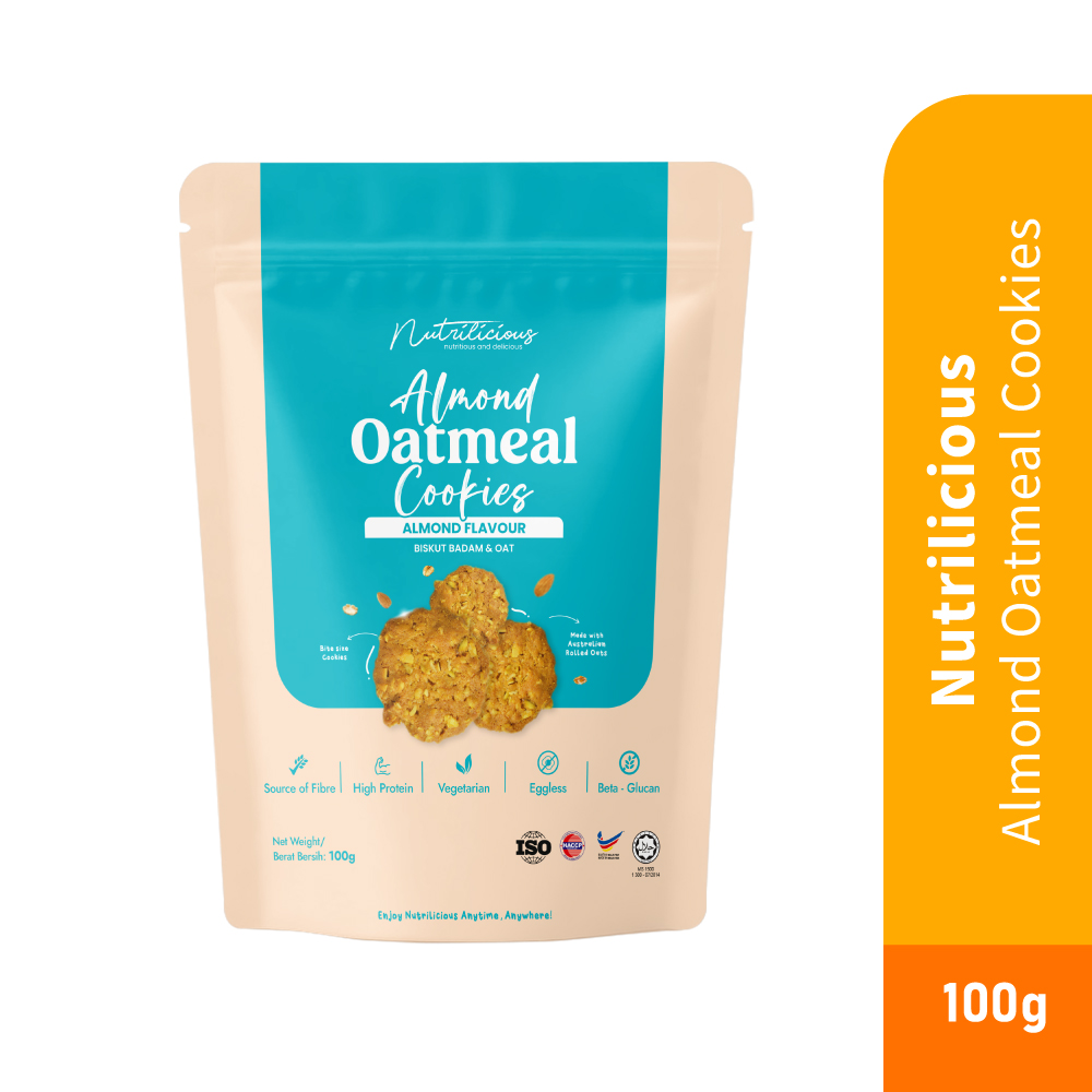 NUTRILICIOUS Almond Oatmeal Cookies 100g- Snack, Almond, Cookies