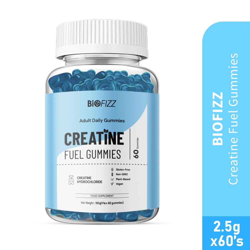 BIOFIZZ Creatine Fuel Gummies 2.5g X 60's for Muscle, Muscle Recovery, Energy Booster, Gummy, Gummy Halal, 软糖