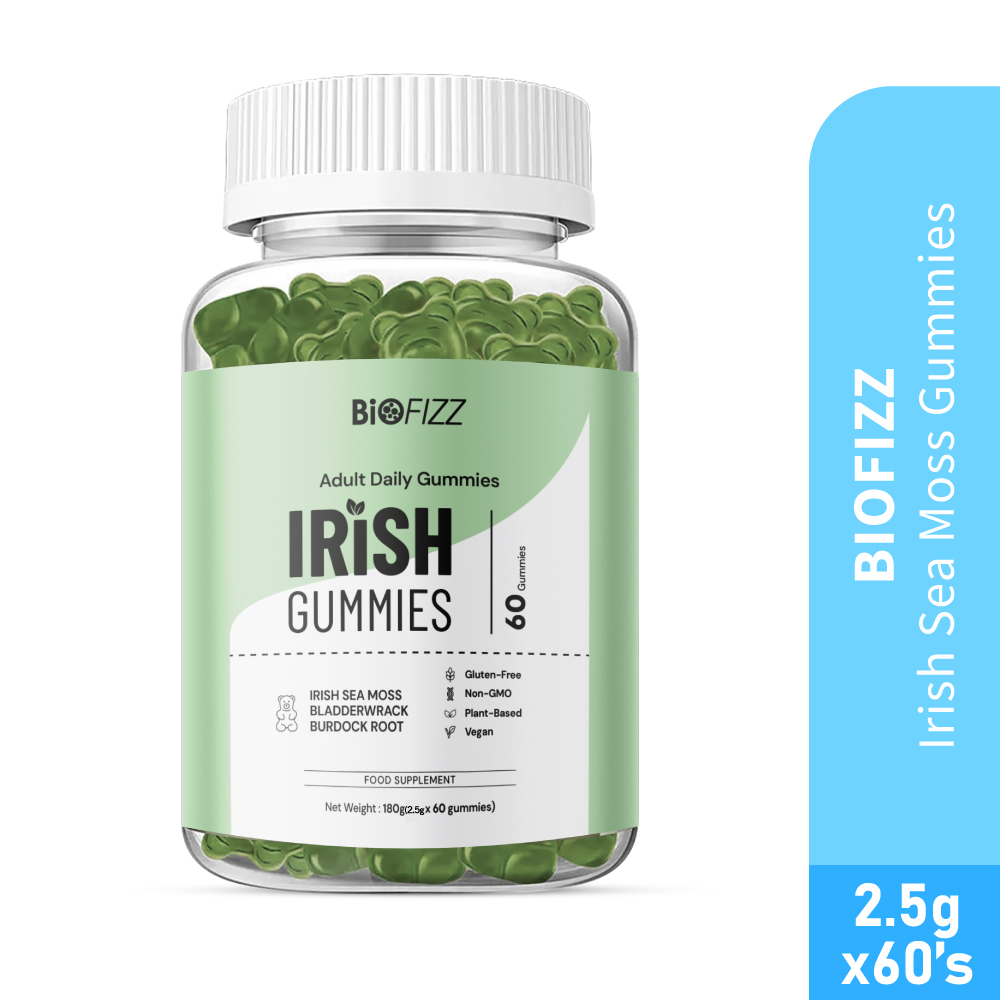 BIOFIZZ Irish Sea Moss Gummies 2.5g X 60's for Detox, Energy Booster with Mineral, Gummy, Gummy Halal, 软糖