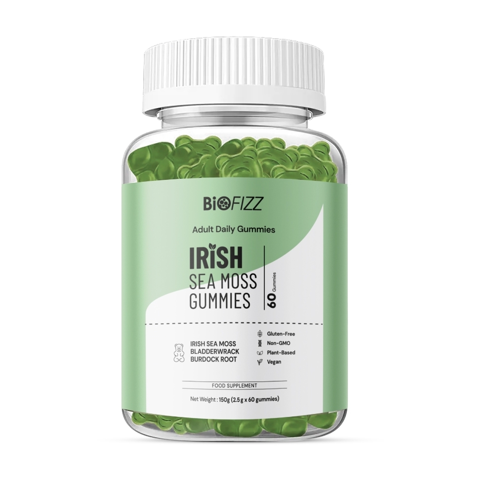 BIOFIZZ Irish Sea Moss Gummies 2.5g X 60's for Detox, Energy Booster with Mineral, Gummy, Gummy Halal, 软糖
