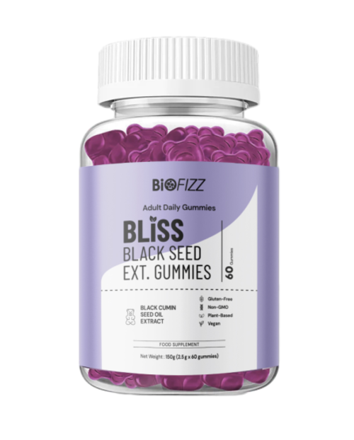 BIOFIZZ Bliss Black Seed Extract Gummies 2.5g X 60's for Immunity Booster, Sinus, Respiratory Health, Gummy, Gummy Halal