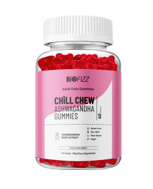 BIOFIZZ Chill Chew Ashwagandha Gummies 2.5g X 60's for Relax, Sleep, Stress, Gummy, Gummy Halal, 软糖
