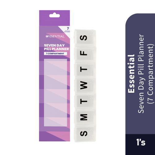 ESENTIAL Seven Day Pill Planner 7 Compartments 1's- Pill Box , Medicine Box, Bekas Ubat