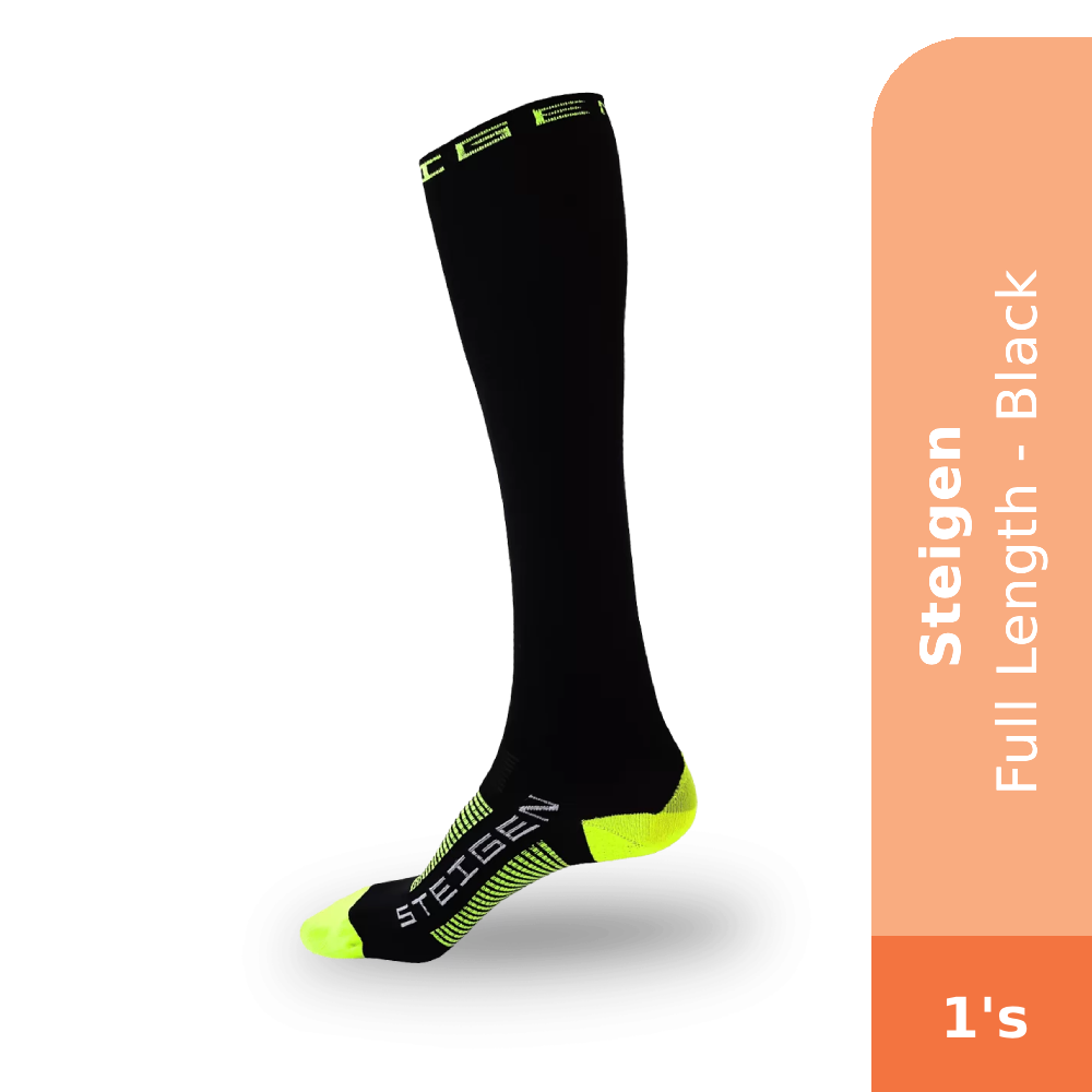 STEIGEN Full Length Socks, Running Socks, Sport Socks as Free Size Stocking (Stoking) (运动袜子) - Black