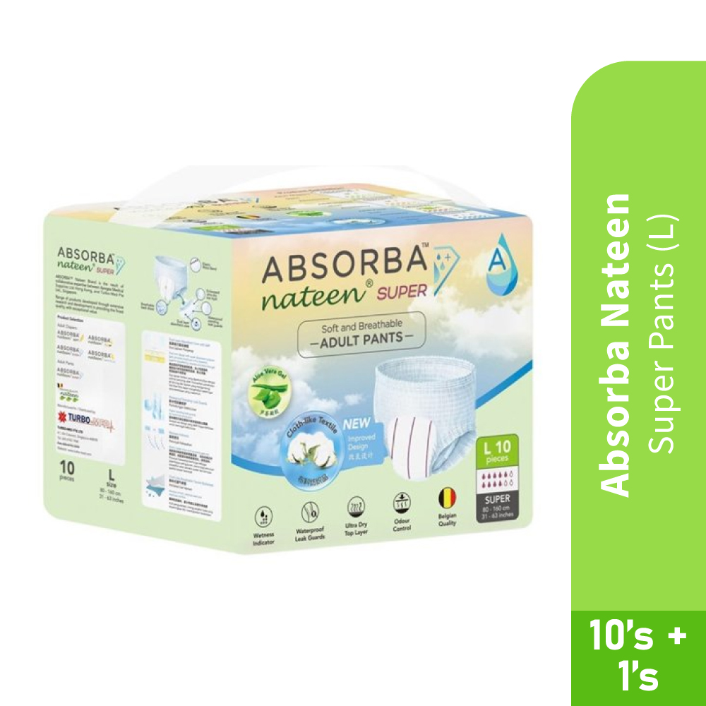 ABSORBA NATEEN Super Pants L 10'S + 1'S - Pants, Diapers Pants, 成人尿片