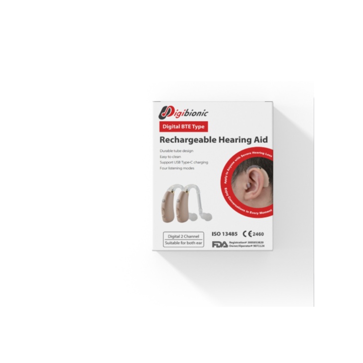 DIGIBIONIC Rechargeable Hearing Aid, Ear Machine, Ear Aid, Bantuan Pendengaran (BTE) UP-6EKA
