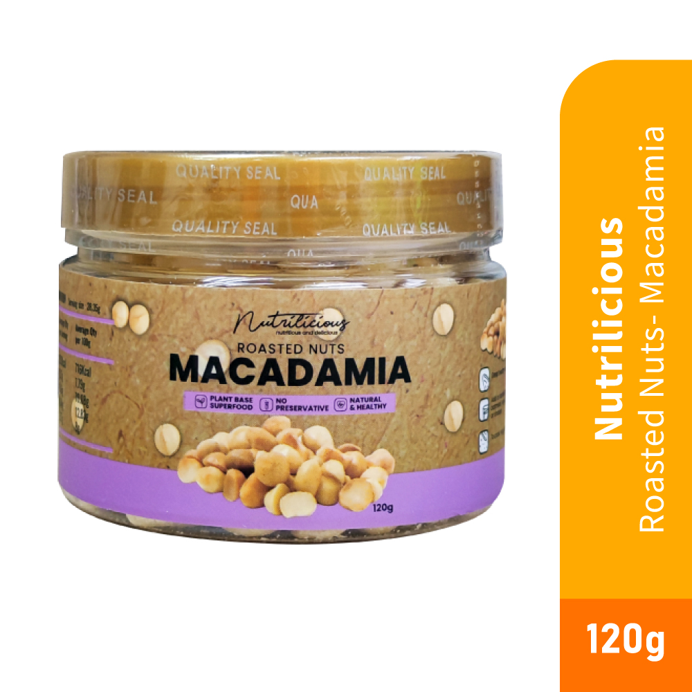 NUTRILICIOUS Roasted Nuts Macadamia 120g – Nuts , Kacang , Roasted Nuts