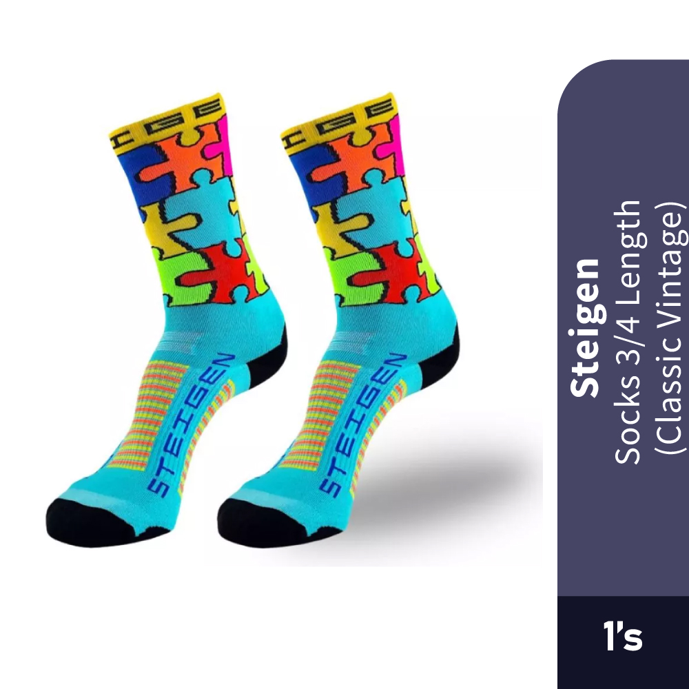 STEIGEN Socks 3/4 Length Jigsaw Multicolour - Socks, Running Socks,袜子