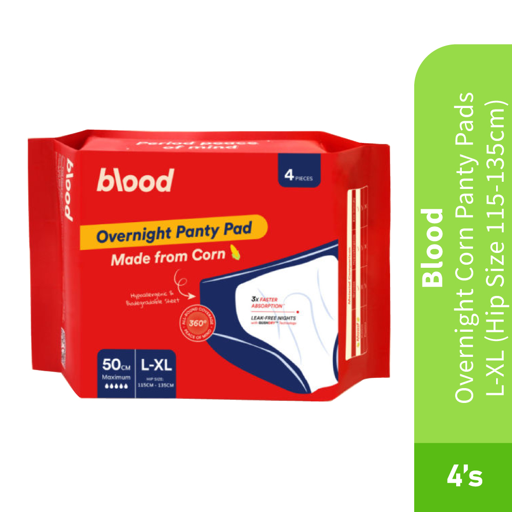 BLOOD Overnight Corn Panty Pads L-XL Size 4's ( 115-135 cm) - Pad, Sanitary Pad, Tuala Wanita