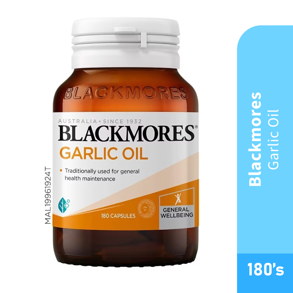 BLACKMORES Garlic Oil 180's- Gluten Free, Wheat, Garlic Oil