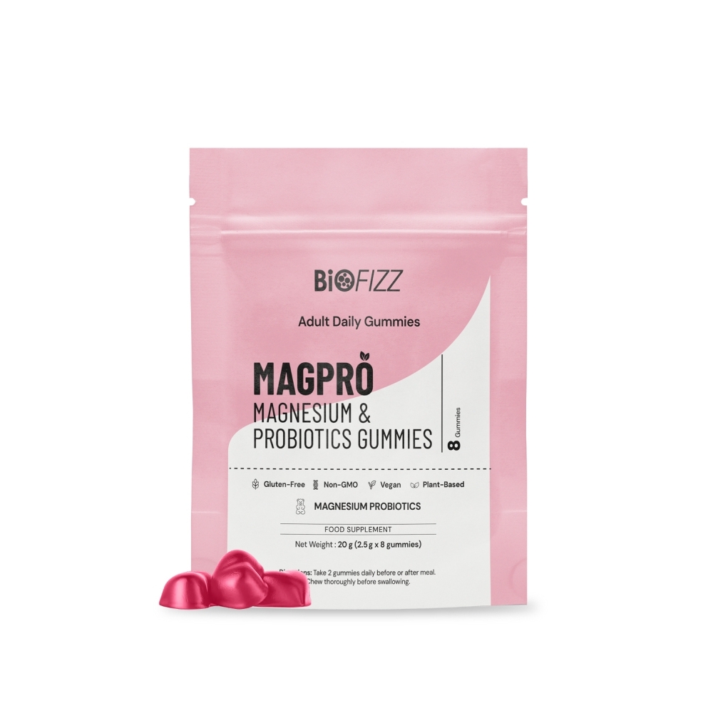 BIOFIZZ Magpro Magnesium & Probiotics Gummies 2.5g x 8's for Gut Health, Sleep, Probiotic Supplement, Gummy