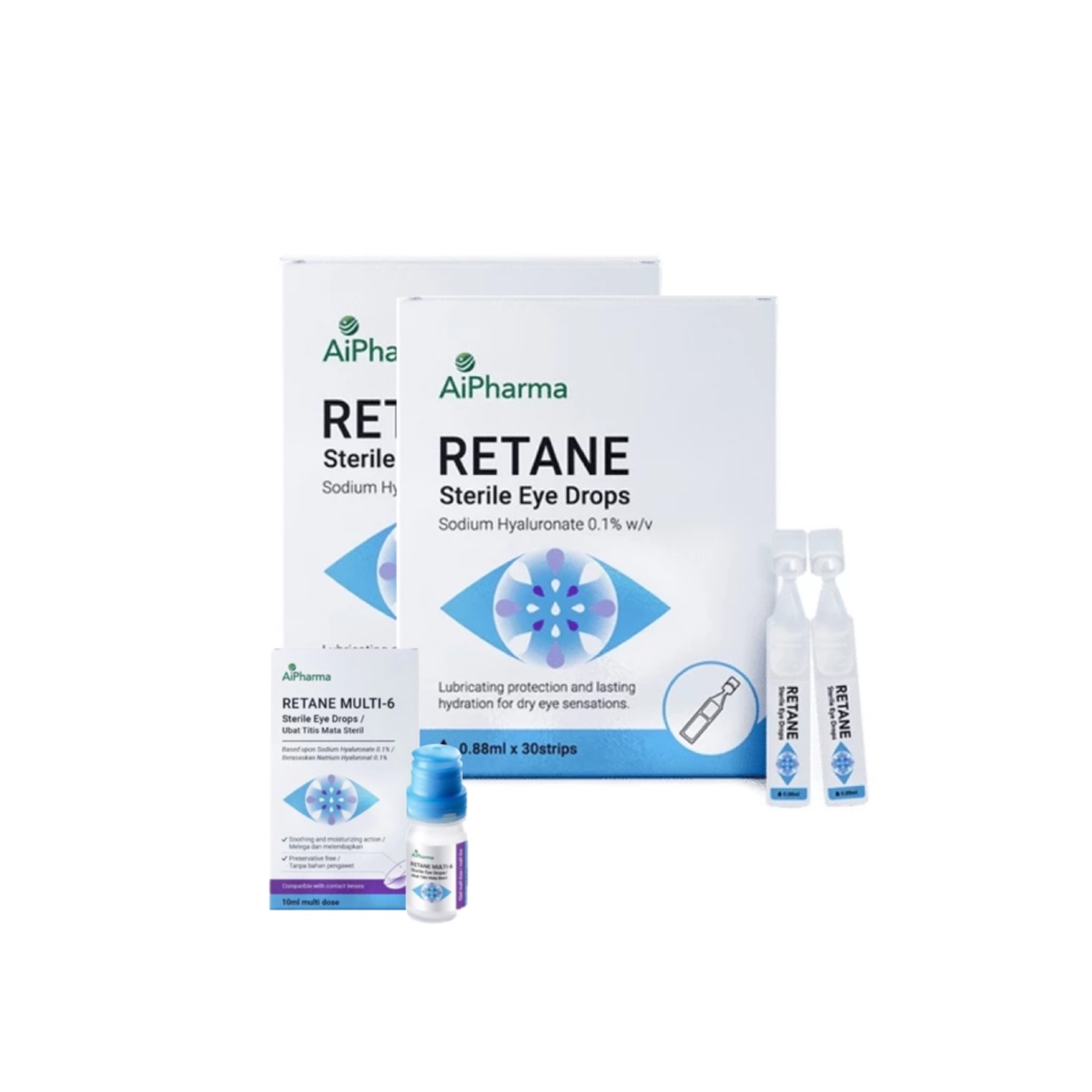 AIPHARMA Retane Eye Drop 0.88ml - 30's X 2 FOC 10's for Eye Drop, Dry Eyes Drops, Eyedrop