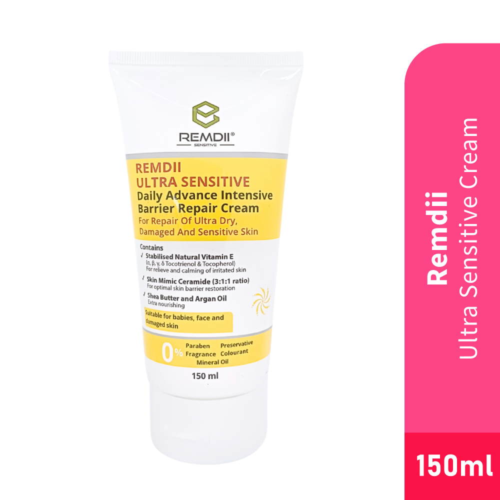REMDII Ultra Sensitive Cream 150ml for Repair of Ultra Dry, Damaged and Sensitive Skin, Shea Moisture