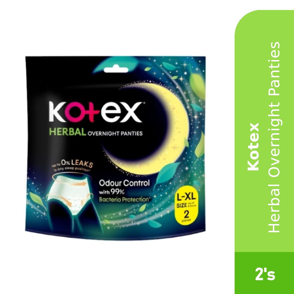 KOTEX Overnight Panties Herbal Size L/XL 2's Tuala Wanita, Sanitary Pants, Kotex Pants, Cotton Panties