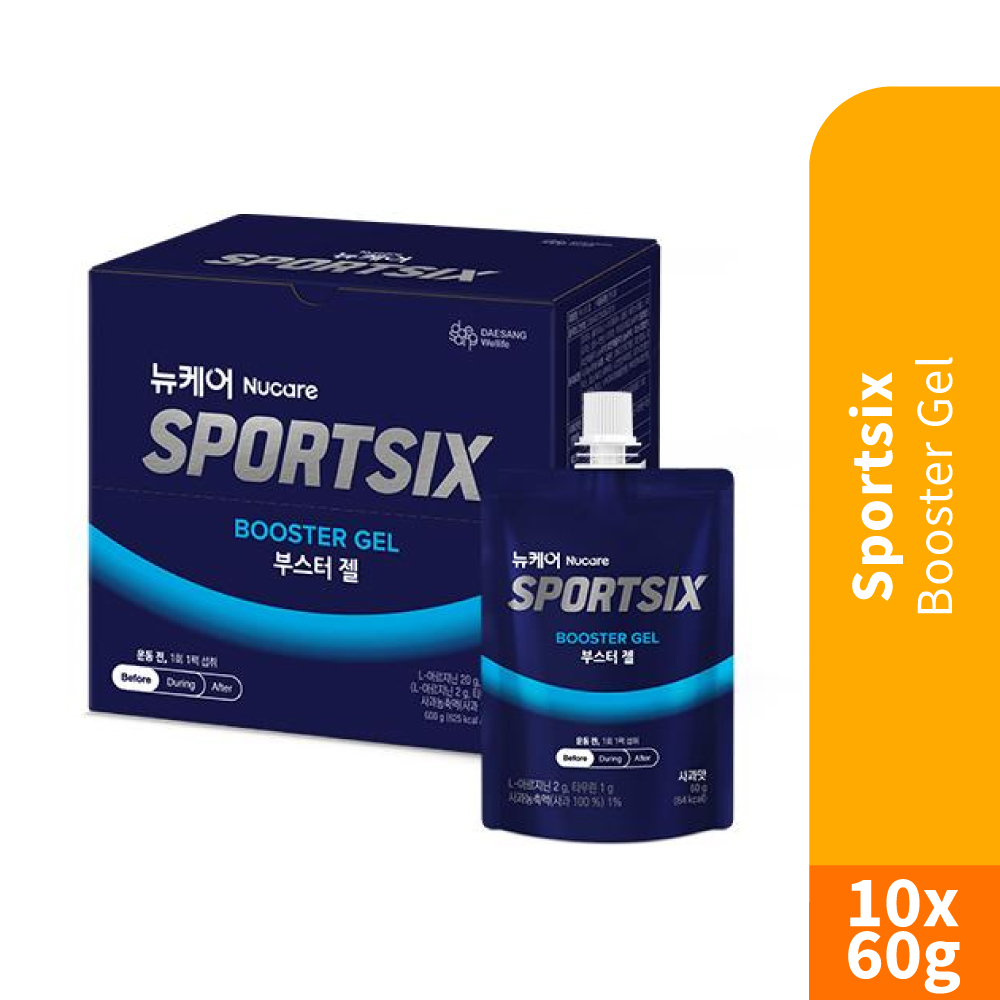 SPORTSIX Booster Gel 60g X 10's (Apple) Pre Workout, Energy Gel, Energy Booster, Amino Energy