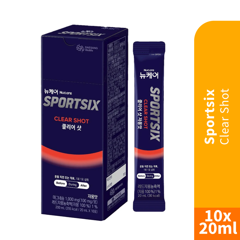 SPORTSIX Clear Shot 20ml X 10's for Energy Gel, Electrolyte Gel with Apple Cider Vinegar