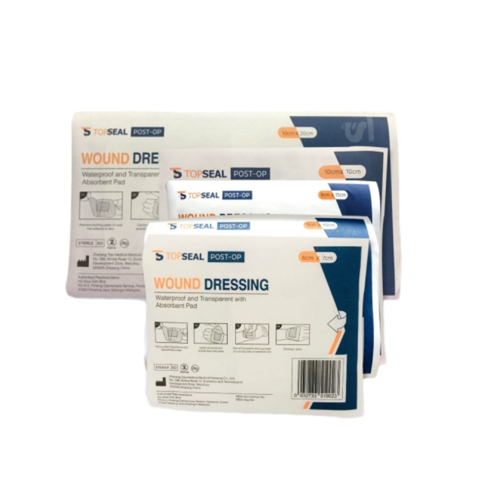 TOPSEAL Wound Dressing Post-Op 1's - Waterproof and Transparent with Absorbent Pad