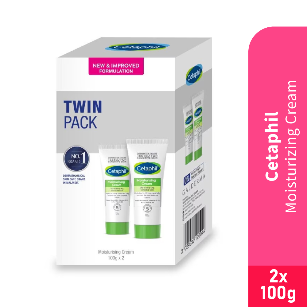 Cetaphil Moisturizing Cream 100g X 2 for Moisturizer, Moisturiser, Pelembab, Krim Muka