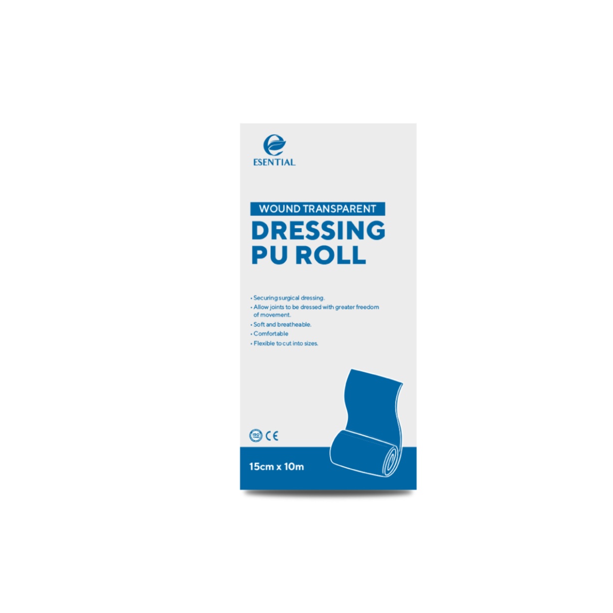 ESENTIAL Wound Transpaent Dressing PU Roll (15cm X 10m) for Surgical, Wound Dressing