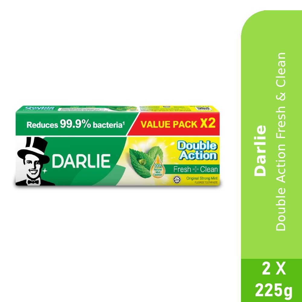 DARLIE Double Action Fresh + Clean 225g X 2's for Darlie Toothpaste, Ubat Gigi, 牙膏